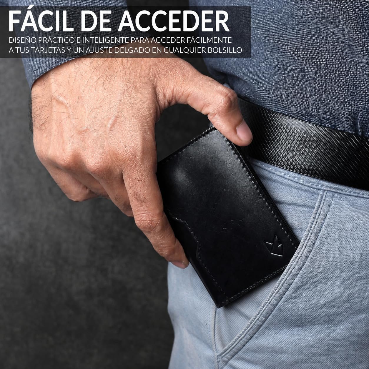 FOXHACKLE Cartera de Cuero para Tarjetas de crédito para Hombres y Mujeres, Cartera Delgada y Plegable con Bloqueo RFID, Bolsillo Frontal Delgado, Cartera Minimalista para Tarjetas, Black, Talla