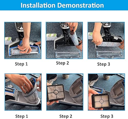 Miniatura 3 de Piezas de repuesto para aspiradora Bissell CrossWave, paquete de 4 rollos de cepillo multisuperficie Bissell CrossWave 1868 sin enredos + paquete de
