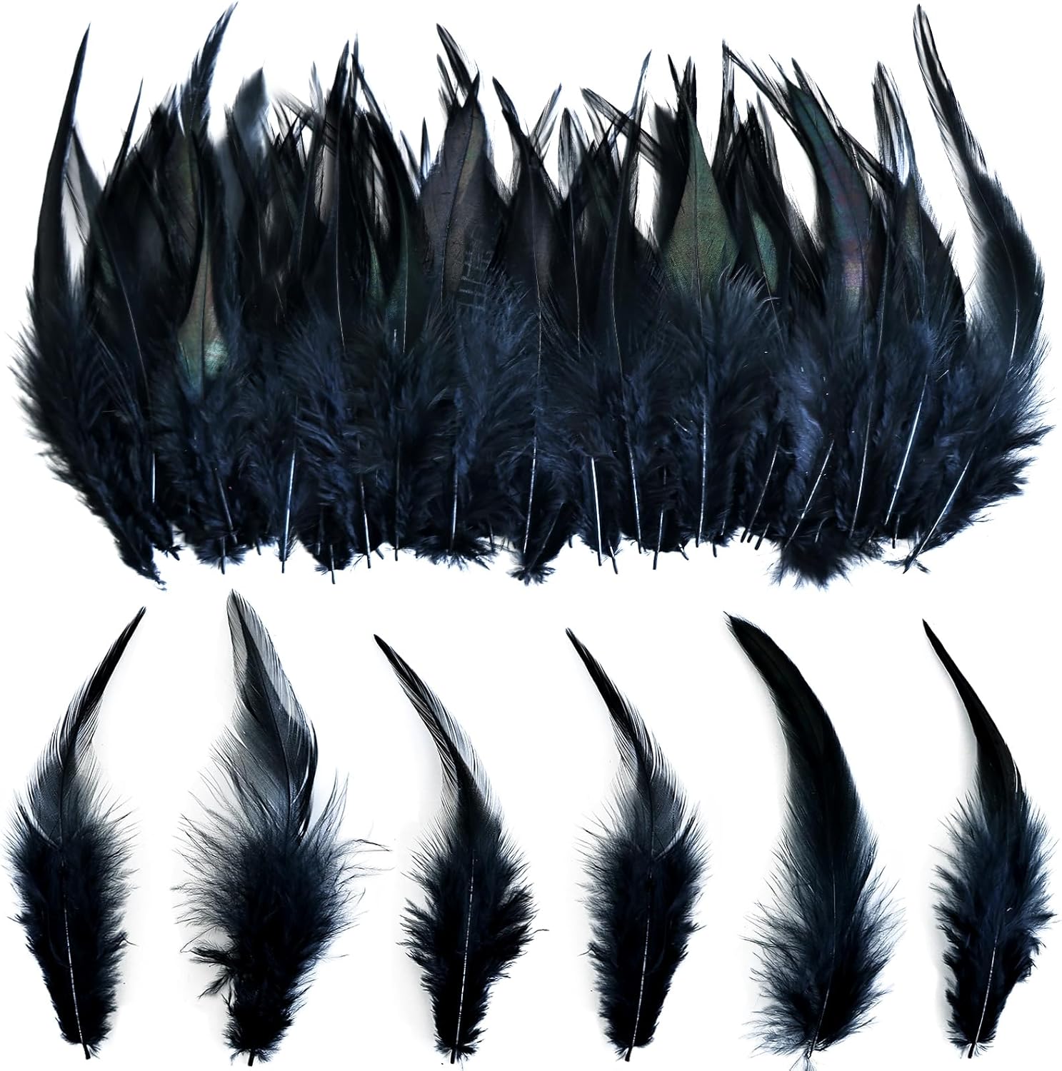 THARAHT 200pcs 5-7" Black Rooster Saddle Hackle Feathers for Dream Catcher Pendant Earrings Jewelry Costume Crafts Decoration Rooster Feathers - Amazon product rated Grade B