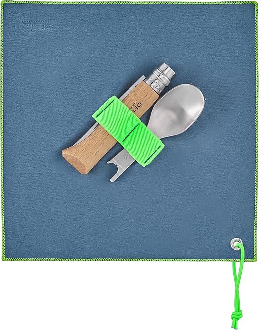 Opinel Picnic+ Cutlery Full Set, No.8 Stainless Steel Knife, Fork and Spoon Insert, Micro Fiber Napkin
