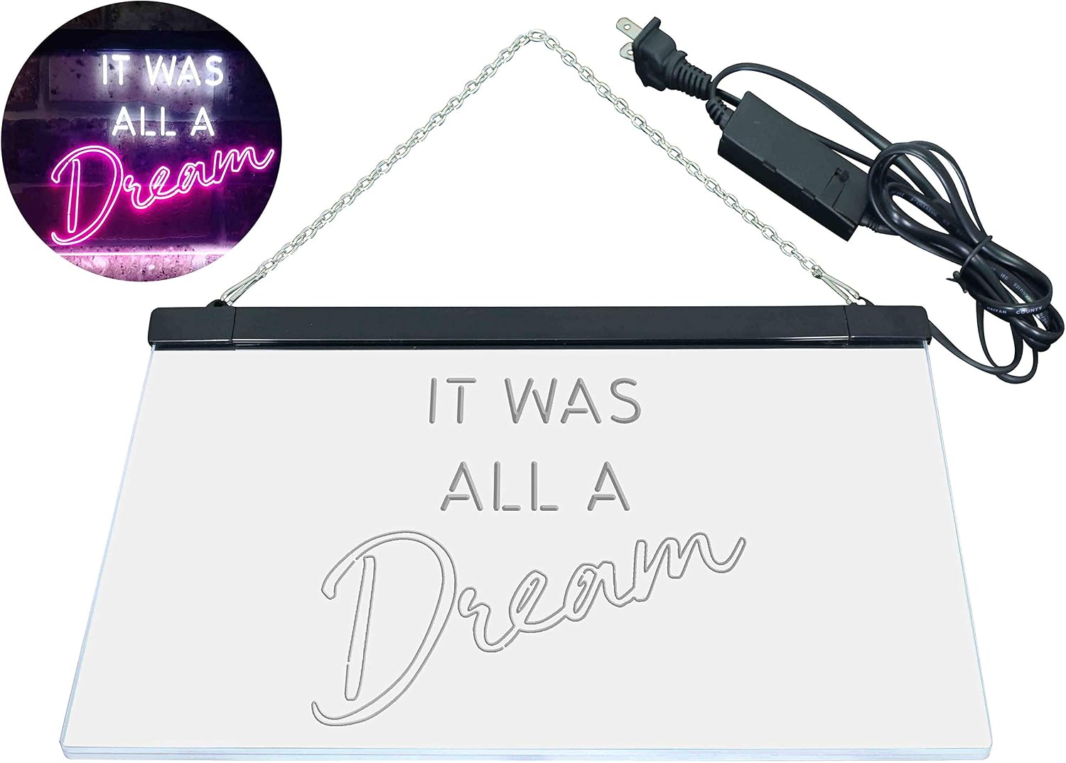 ADVPRO It was All a Dream Housewarming Dual Color LED Neon Sign White & Purple 24" x 16" st6s64-i3570-wp