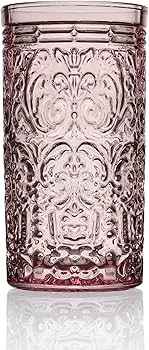 Amazon.com | Godinger Jax Highball Beverage Glass Cup Pink - Set
