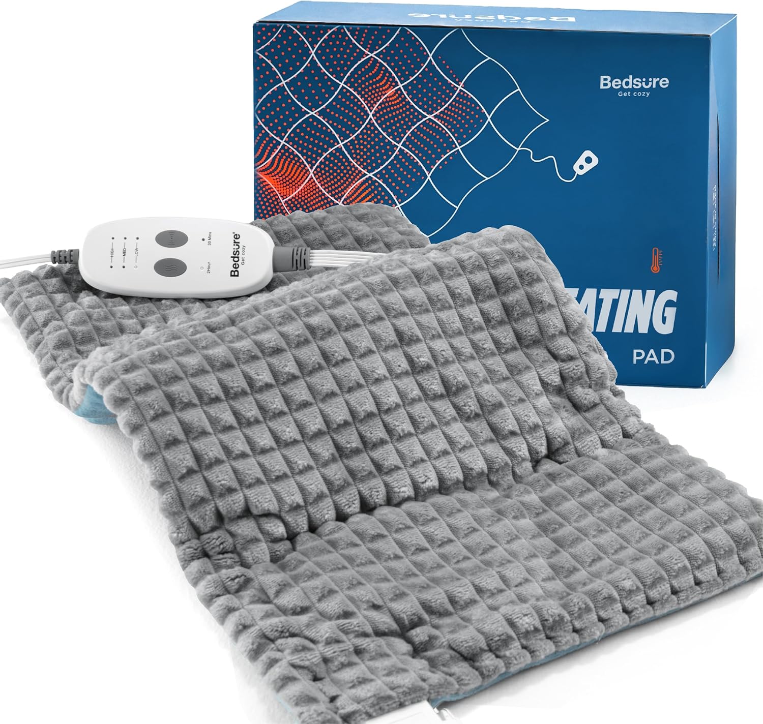 Bedsure Heating Pad for Neck and Shoulders and Back, Weighted Heated Pad with Vibration, FSA Eligible Items, Birthday Gifts for Women Men Mom Men, Auto Shut Off, 5lbs 12" x 24", Grey 01 - Grey 12"x24"