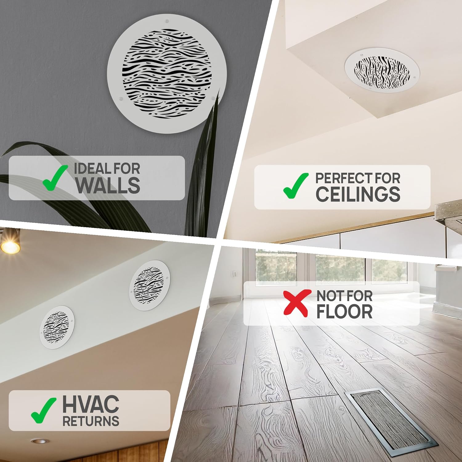 SABA Home Decor Round Registers, Grilles & Vents - Home Improvement AC Air Vent Cover (8" Duct (10" Overall) Screws)