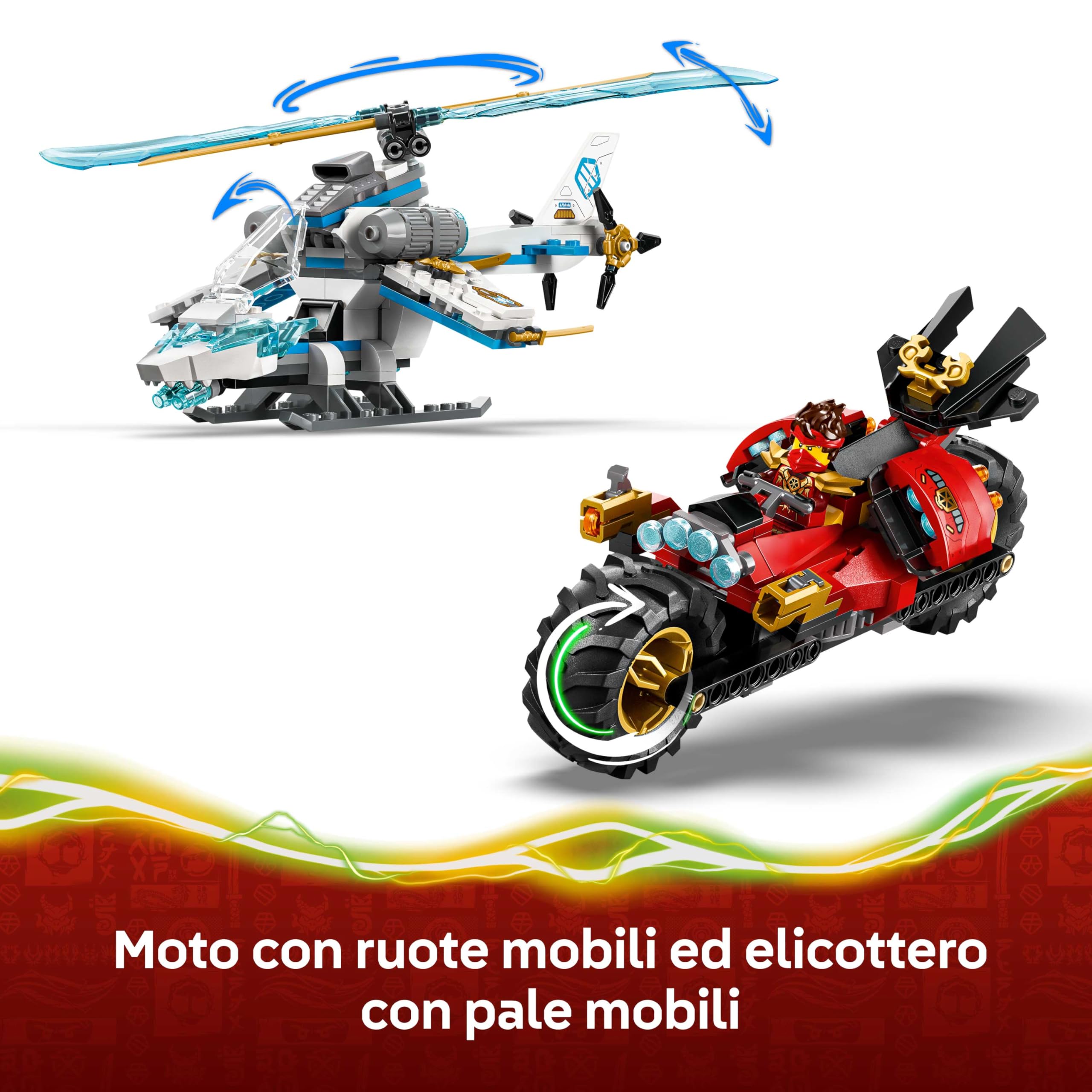 LEGO NINJAGO Battaglia alla Casa sull’Albero con Veicolo Ninja - Giocattolo d'Azione con Moto, Elicottero, 6 Minifigure e Spade - Idea Regalo per Bambini e Fan da 7 Anni in su - 71857