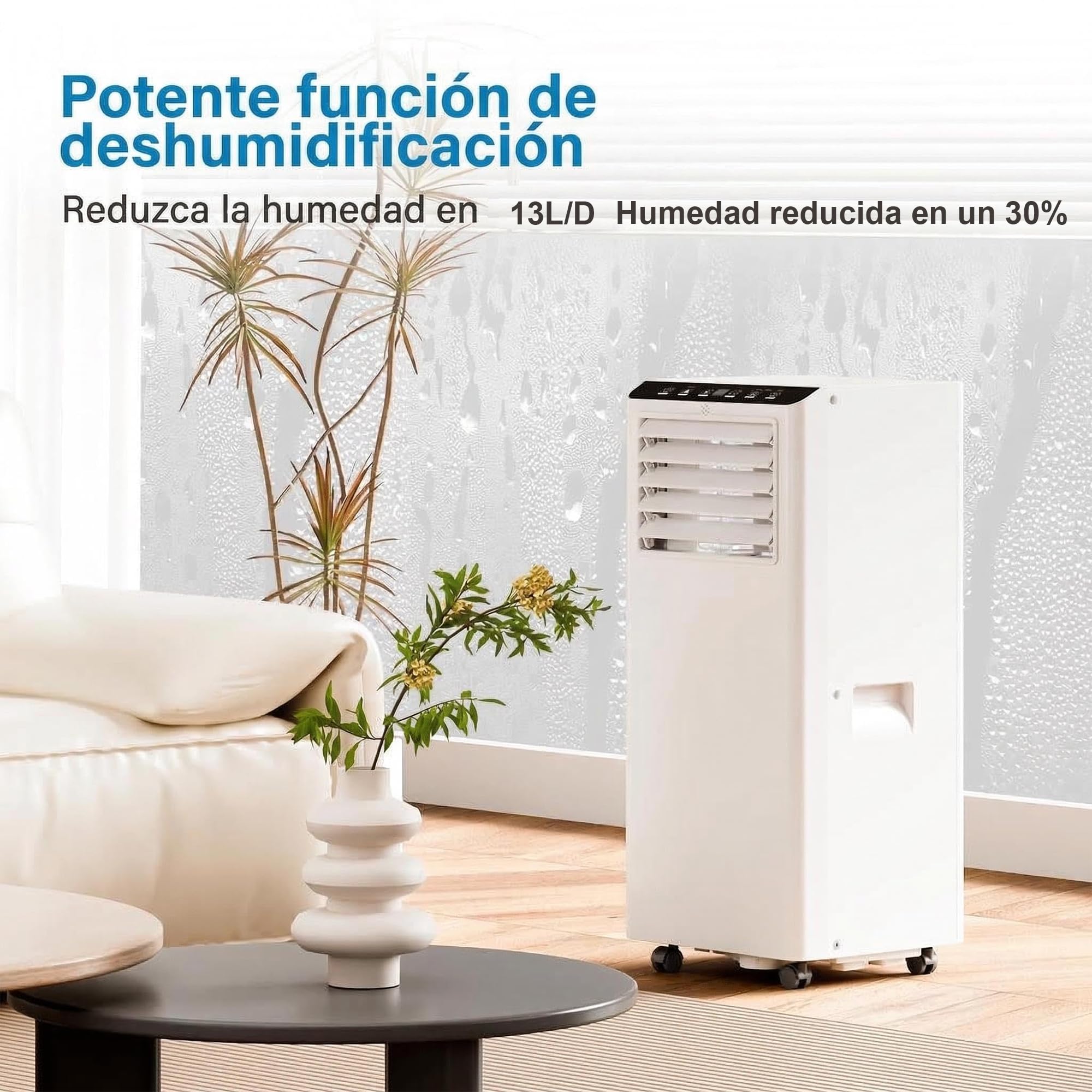 Aire acondicionado portátil 9000 BTU 2,6 kW(con mando a distancia), bajo consumo energético, pantalla LED, 4 modos, 2 velocidades de ventilador, 25 m², temporizador de 24 horas — view 4