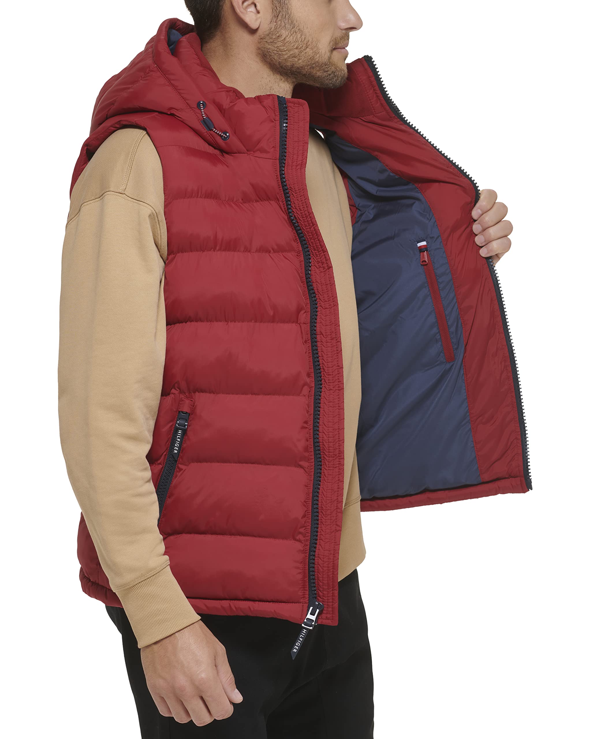 Tommy Hilfiger Herren Pufferweste mit Kapuze Daunenweste
