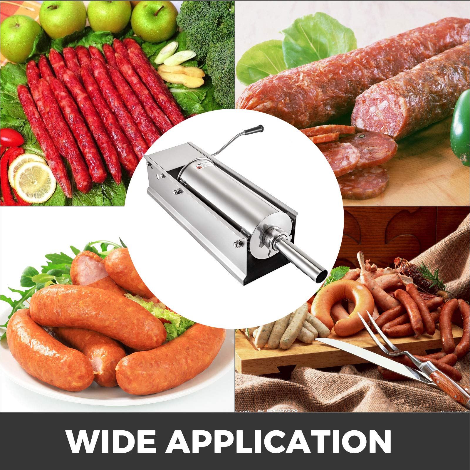 VEVOR - Macchina per salsicce, 7 L, riempimento di salsiccia orizzontale per salsicce, per la casa e l'uso commerciale in acciaio inox