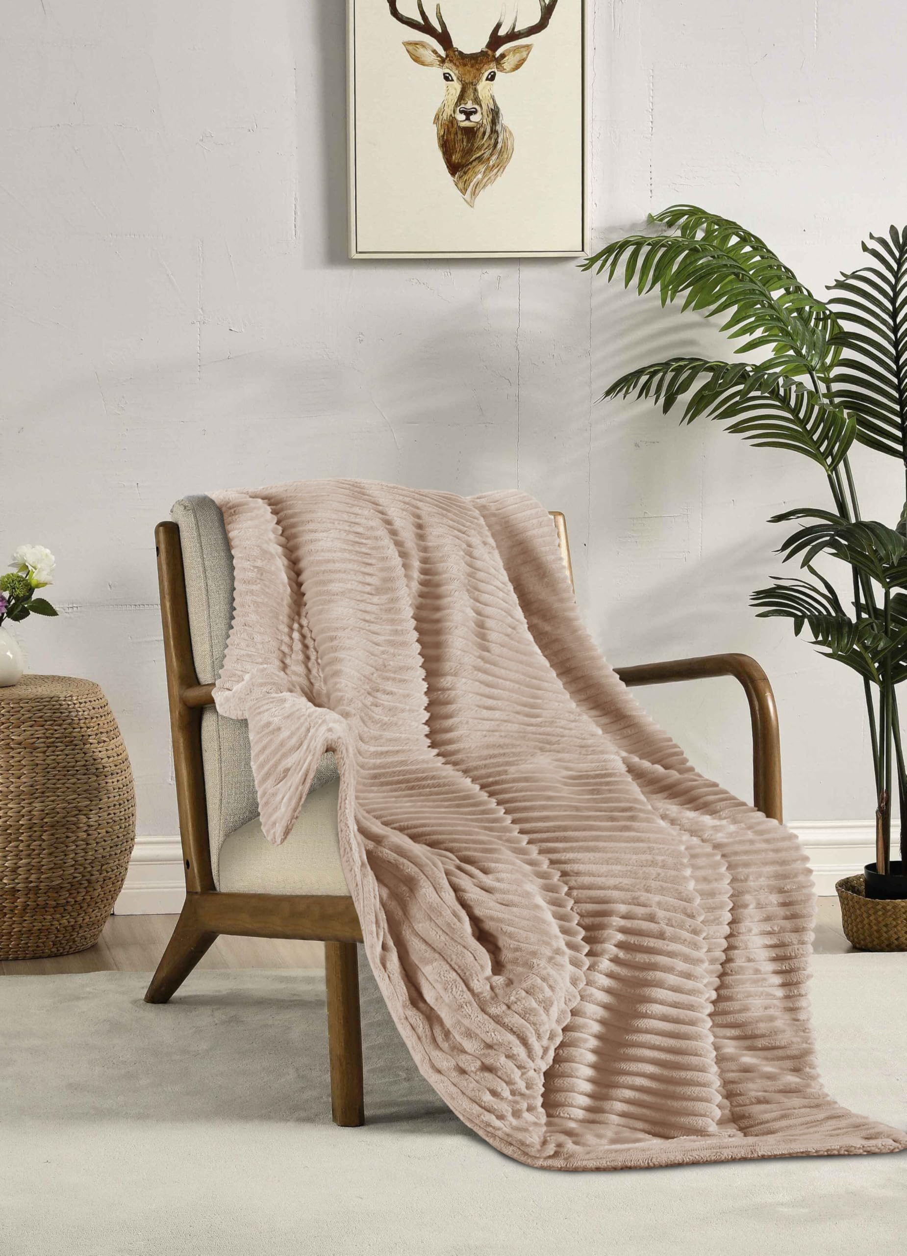 Couverture polaire réversible Miracle Home beige en sherpa 130x160 cm
