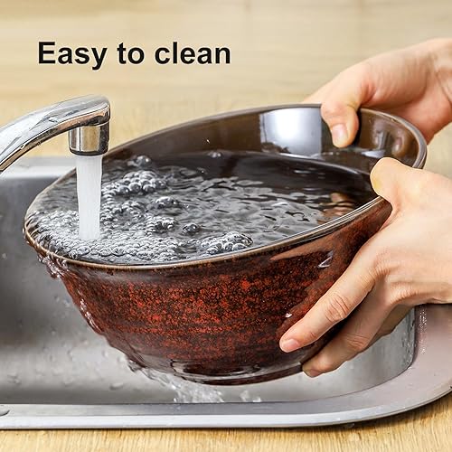 Miniatura 7 de Hasense Juego de 2 cuencos de cerámica de 84 onzas para cocina, cuencos anidables grandes para ensalada para cocinar, hornear, sopa, pasta, frutas,