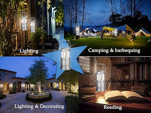 Miniatura 6 de Linterna LED para campamento, linterna colgante a pilas para acampar al aire libre, cortes de energía de emergencia, paquete de 4