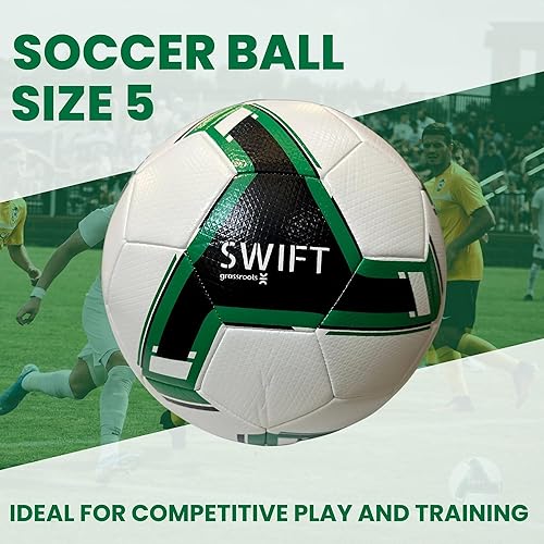 Miniatura 2 de Grassroots Athletics Swift - Balón de fútbol de calidad premium, tamaño 5, rendimiento profesional, agarre texturizado, diseño sin costuras, ideal