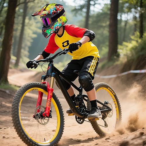 Miniatura 5 de VCOROS - Casco para niños y jóvenes, bicicleta de tierra, motocross, calle, todoterreno, BMX, MX, cuatrimoto, bicicleta de tierra, motocicleta,