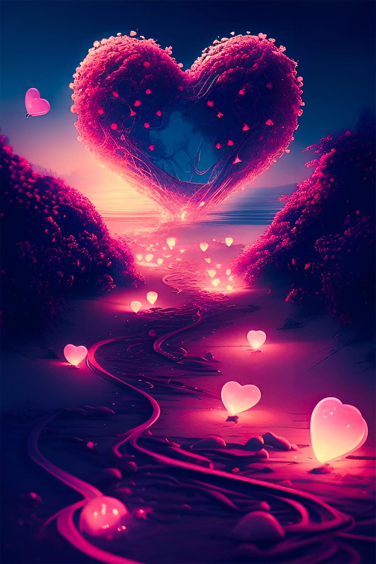 Puzzle dla dorosłych, 1000 elementów, Fantasy Red Heart Artwork Puzzle 75 x 50 cm, kolorowe puzzle "zrób to sam" do dekoracji domu, rodzinne puzzle dla początkujących i dzieci