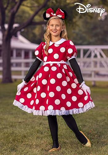 Miniatura 2 de Disney - Disfraz de Minnie Mouse de lujo para niñas, vestido de Minnie Halloween, vestido de lunares rojos