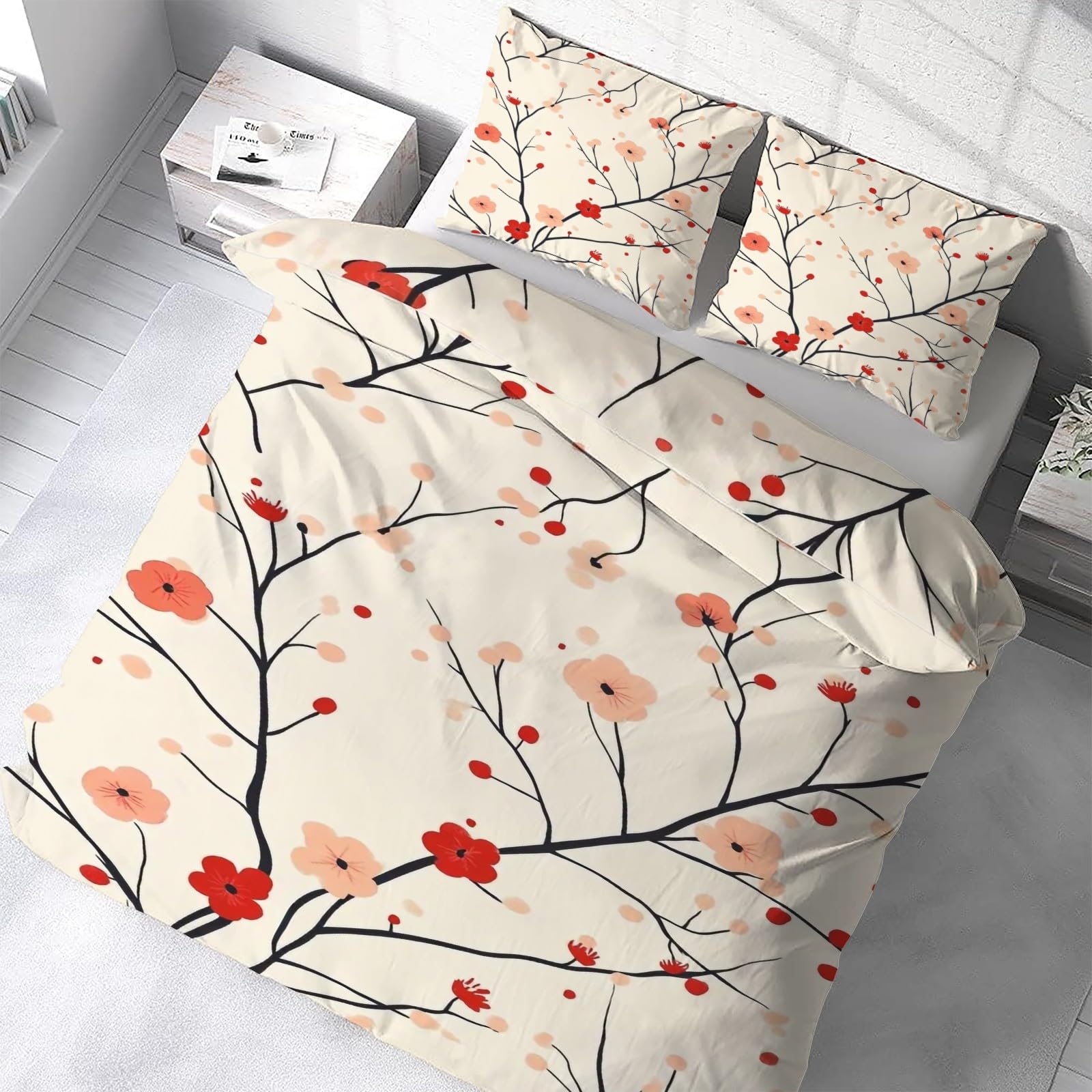 Housse de Couette 220x240 Fermeture Éclair Parure de Lit Microfibre Sans Repassage