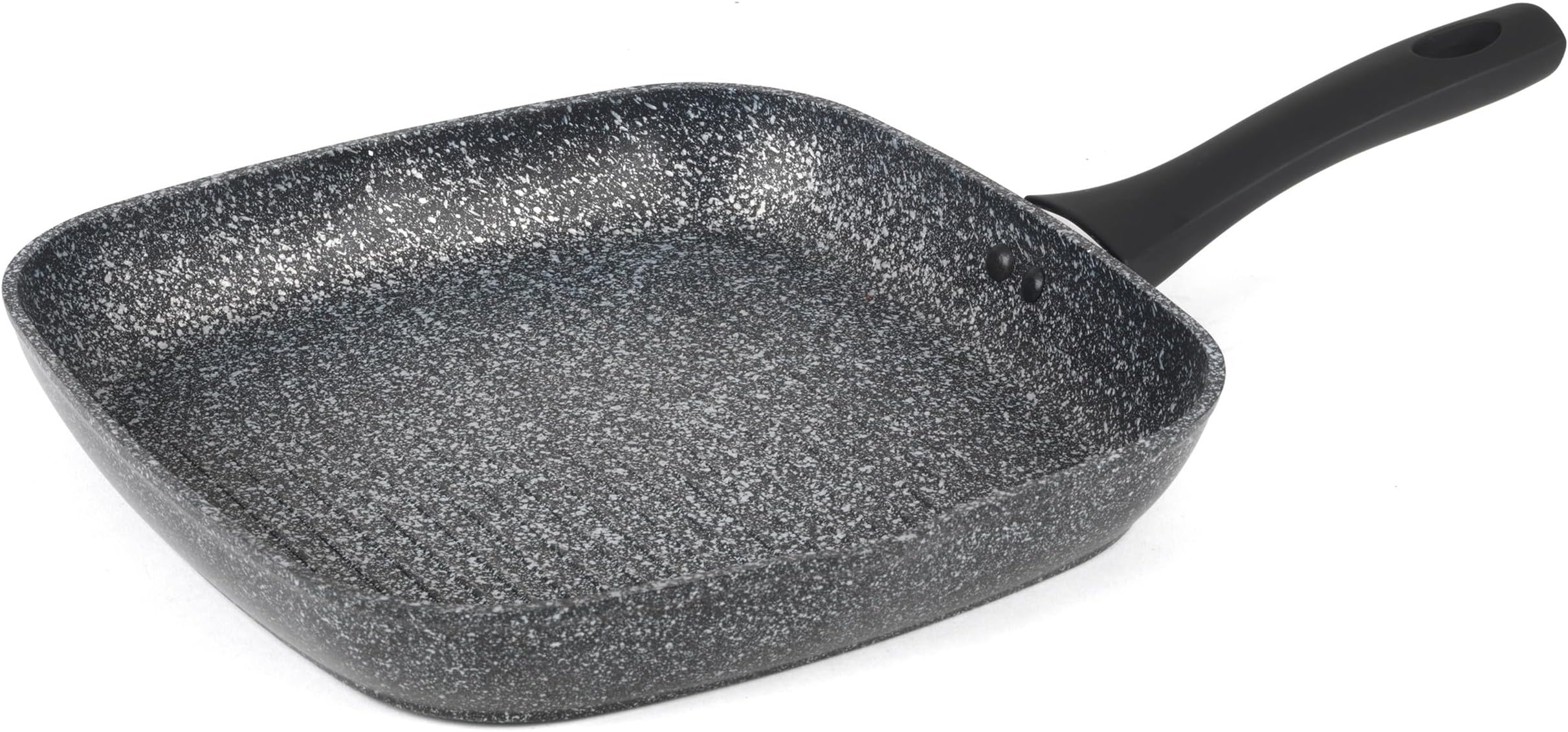Salter Megastone 28 cm Grill Frying Pan – 10 x Tougher Non-Stick, PFOA-Free, Forged Aluminium Griddle Pan, Suitable For All Cooking Hobs, Dishwasher & Metal Utensil Safe, Soft Touch & Stay Cool Handle