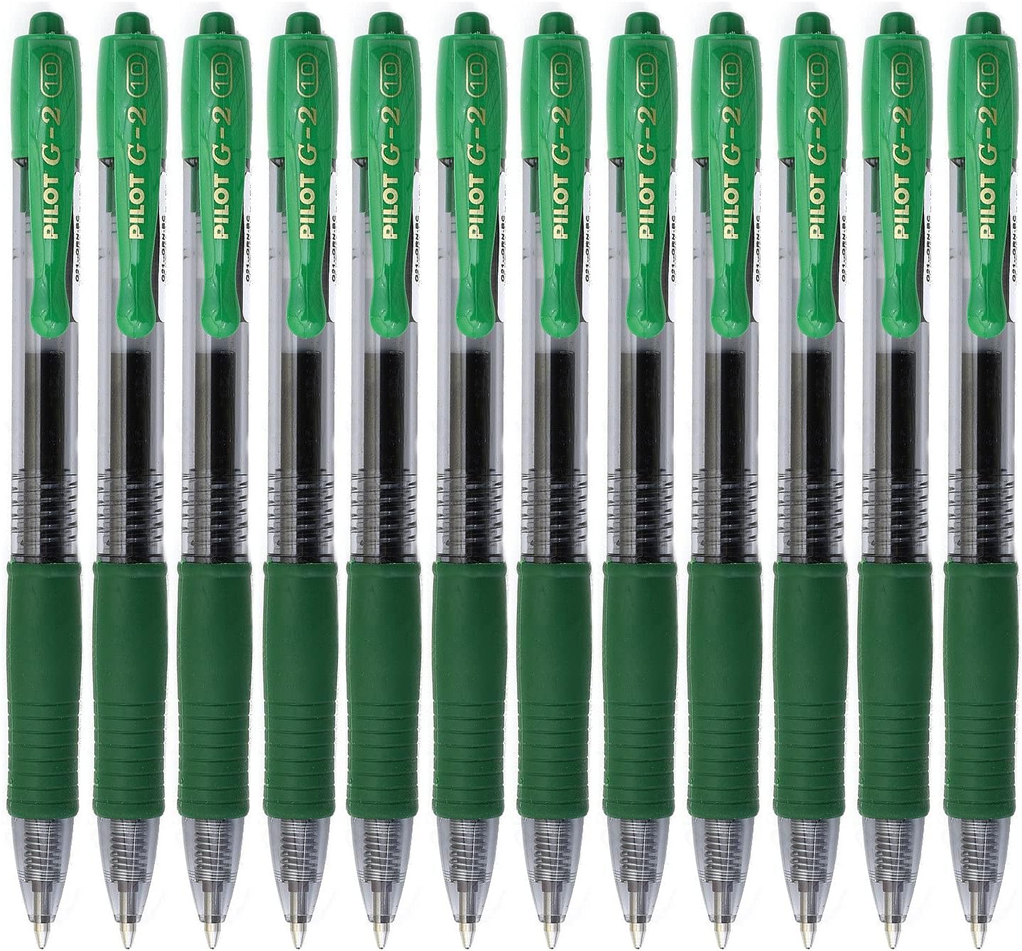Pilot G2 Retractable Gel Pens, Bold Point, Green Ink, 1.0