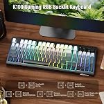 ZIYOU LANG K100 Wireless Gaming Keyboard,99 Keys Tri-Mode BT/2.4GHz/USB-C Creamy Color Keyboard with Number Pad RGB,Media Knob Custom Programmable Computer Keyboards for PC/Mac/Xbox (Black)