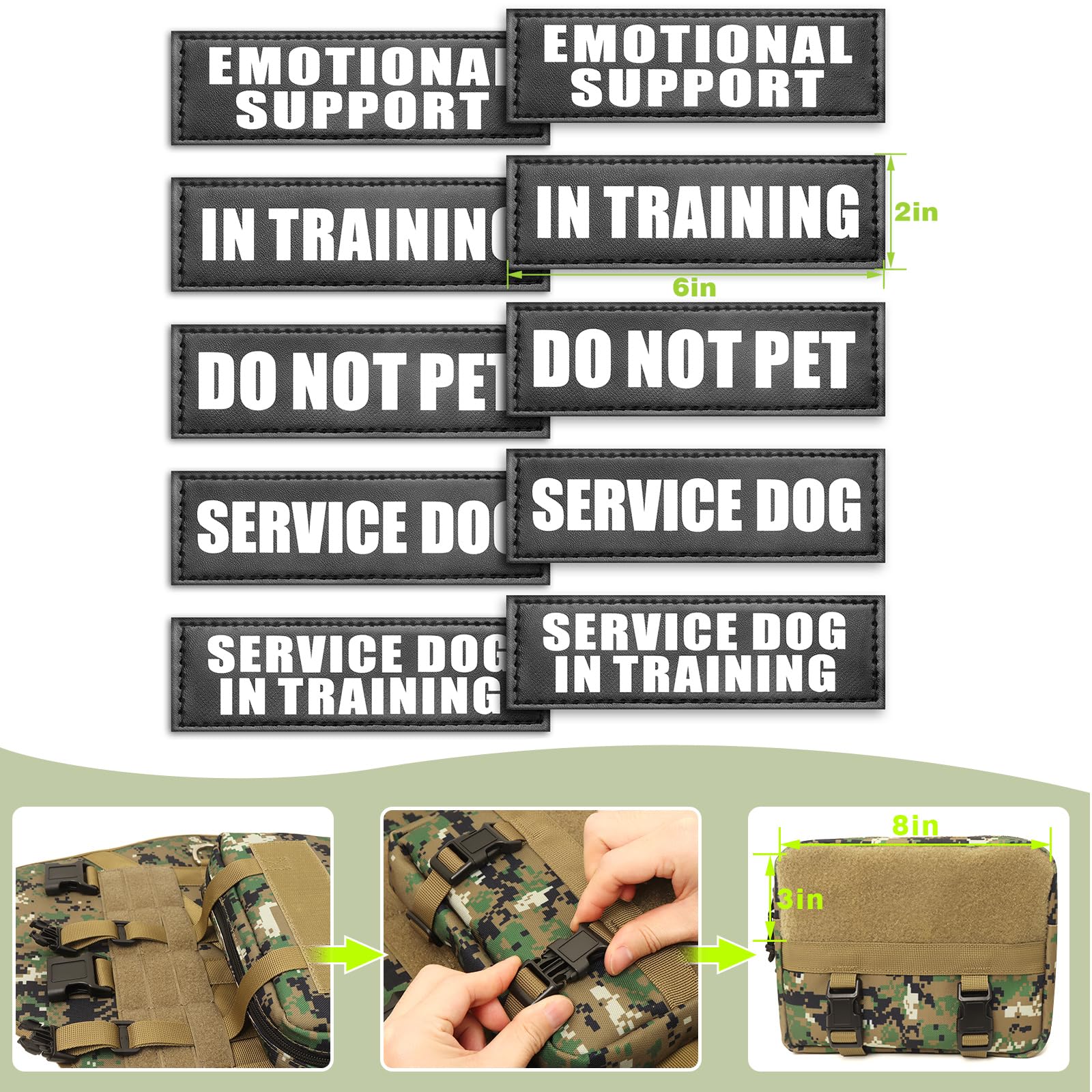WINSEE Arnés táctico para perro con correa para perro, chaleco MOLLE de trabajo de servicio con 10 parches para mascotas, arnés militar sin tirones y mochila para entrenamiento, caza y caminata