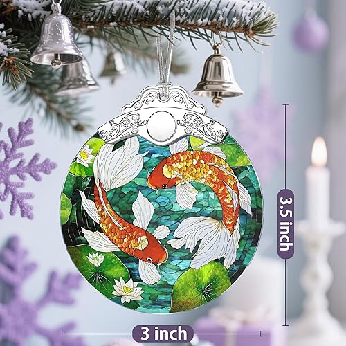 Miniatura 4 de Koi Fish - Adorno de vitral - Decoraciones de Navidad para árbol Adornos de Navidad Decoración artística de pez Koi - Regalos de fiesta Regalos