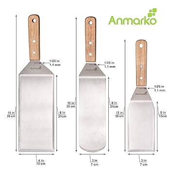 Stainless Steel Hamburger Turner Stainless Steel Metal Griddle Spatula - Griddle Accessories Hamburger Turner Scraper Pancake Flipper - Great For BBQ Grill And Flat Top Griddle - Commercial Grade Griddle Shovel