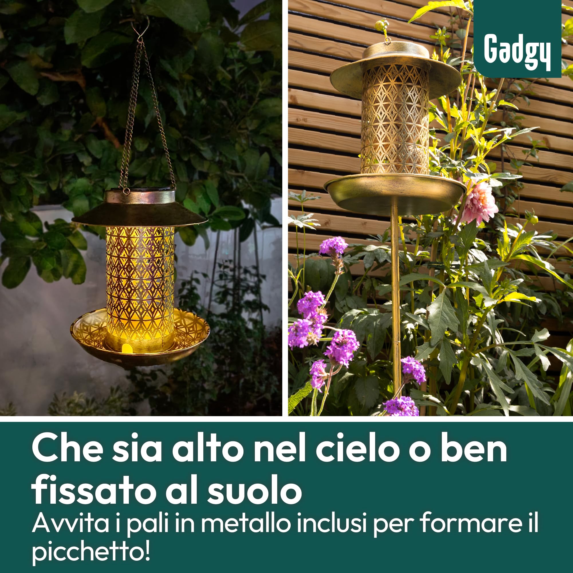 Gadgy Mangiatoia per Uccelli con Luce Solare – Casetta per Uccelli da Esterno 2-in-1 con Illuminazione LED – Decorazione da Giardino Resistente alle Intemperie