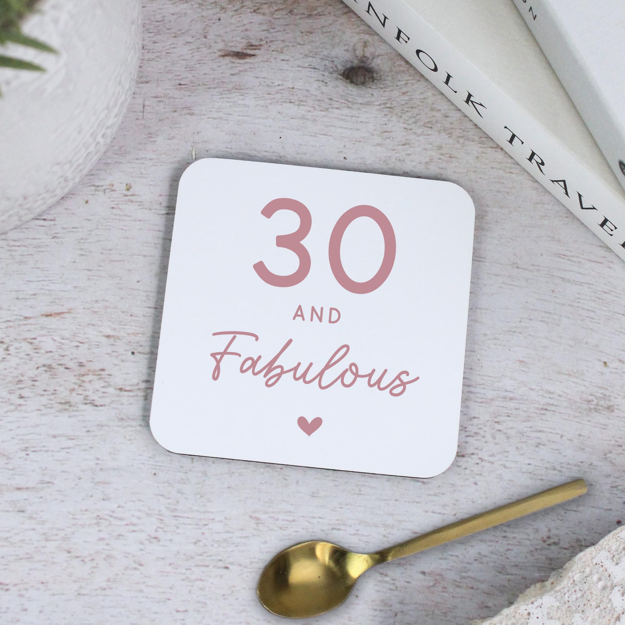 eBuyGB Printed Square Coaster, 30 & Fabulous Milestone Birthday, 30th Birthday Gift for Her, Sister, Daughter, Friend, Niece, Thirtieth Drinks Mat