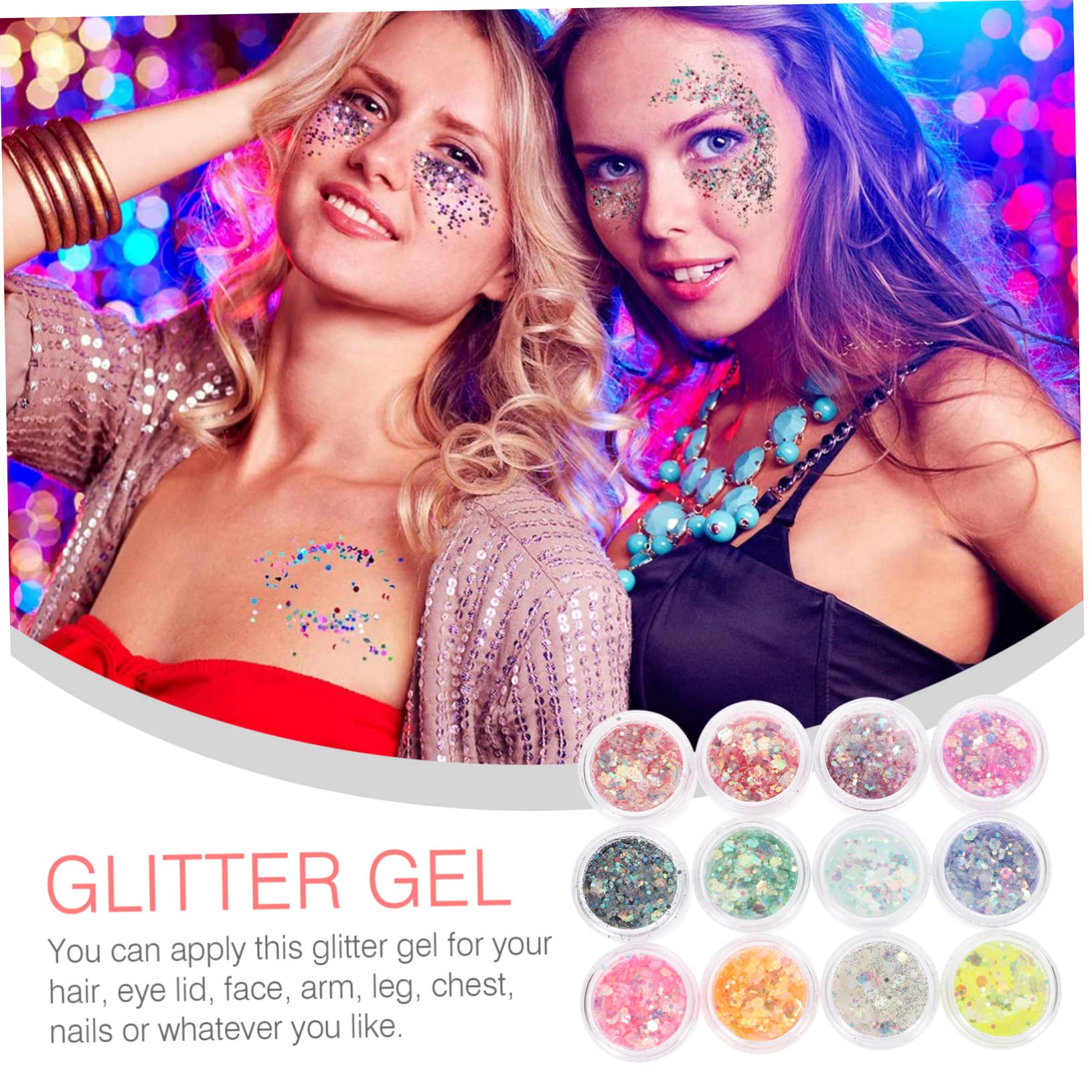 MAGICLULU 48 Scatole Glitter Gel Corpo Olografico Sirena Fiocchi Trucco Degli Occhi Ombretto Trucco Ombretto Sirena Paillettes Liquido Corpo Viso Chiodo Paillettes Fai Da Te Chiodo Fluido