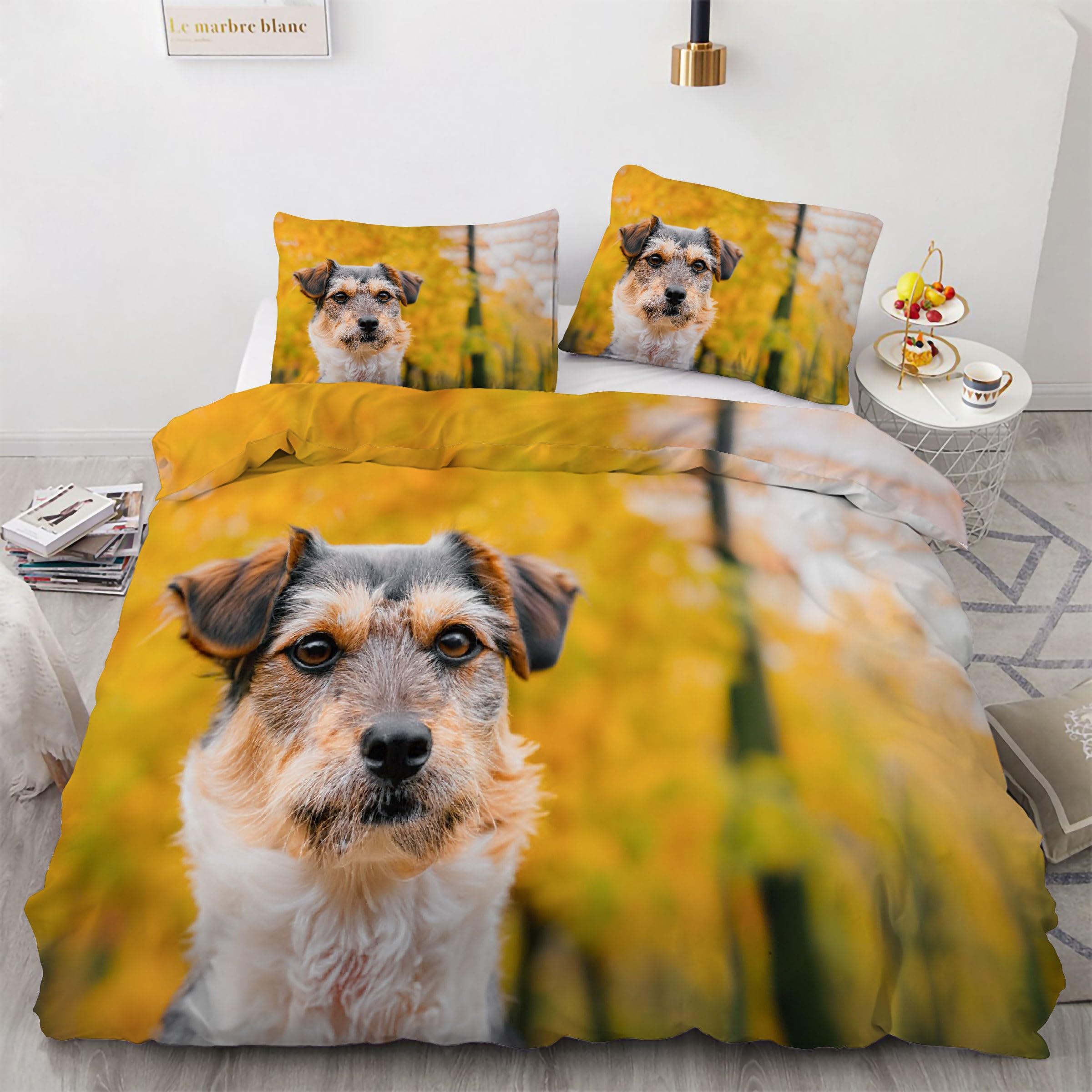 Housse de couette chien de berger en microfibre douce et respirante avec fermeture éclair