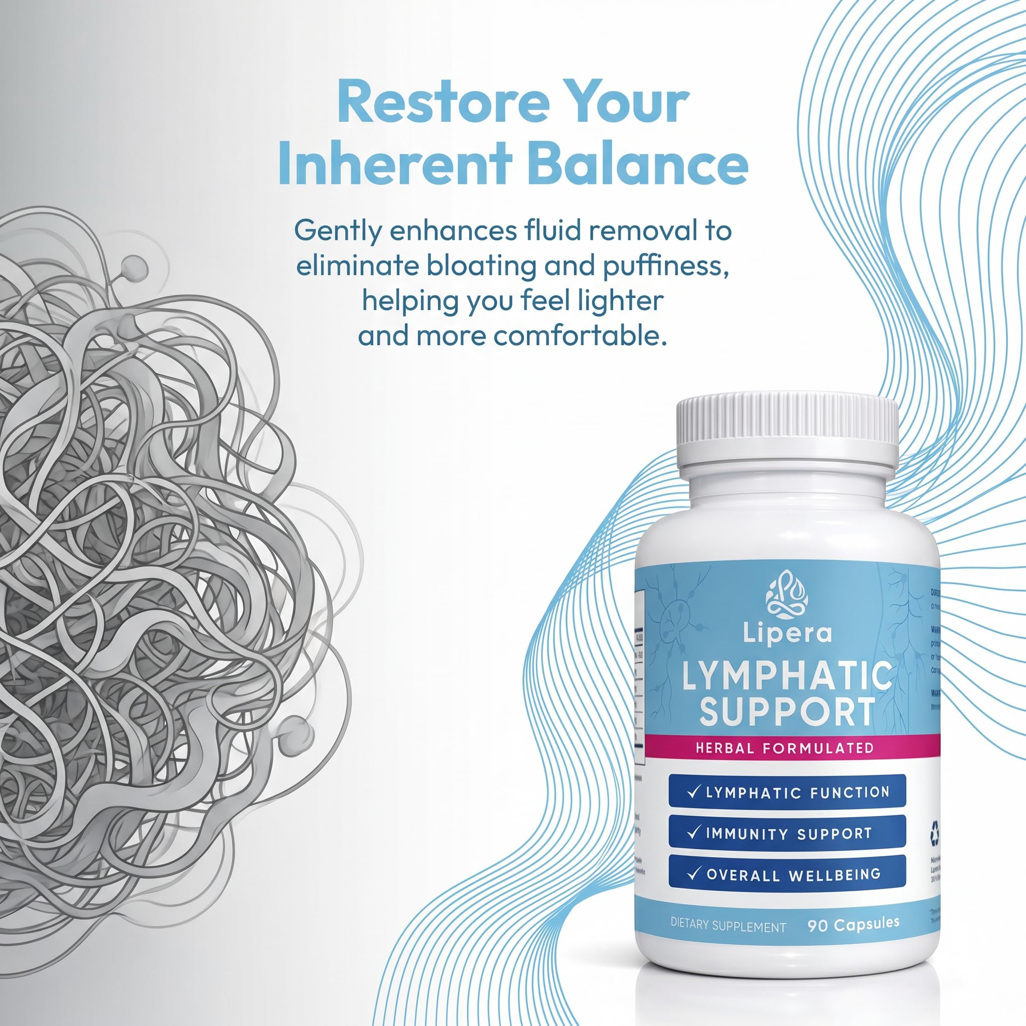 Lipera Lymphatic Support - 90 Capsules, Lymphatic Drainage Supplements for Fluid Balance Support & General Wellness Support, with Resveratrol and Vitamin C, Vegan, Non-GMO (1) — Amazon image 4