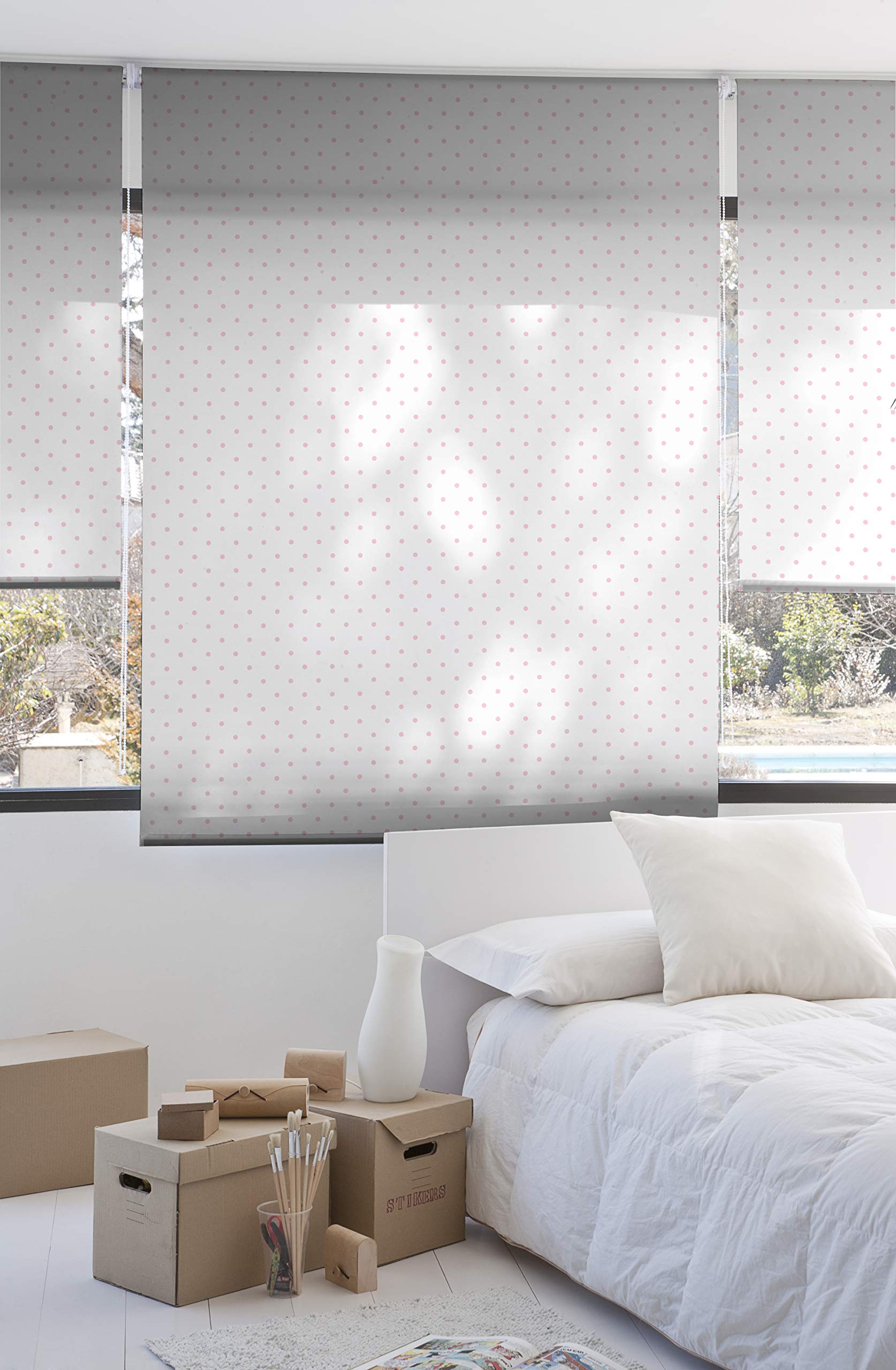 Estoralis | Textures | Store Enrouleur Moderne | Tissu translucide imprimé | MOTAS-1 Rose | 150 x 180 cm. (Largeur/Hauteur) Taille du Tissu 147 x 175 cm. | Stores pour fenêtres et Portes