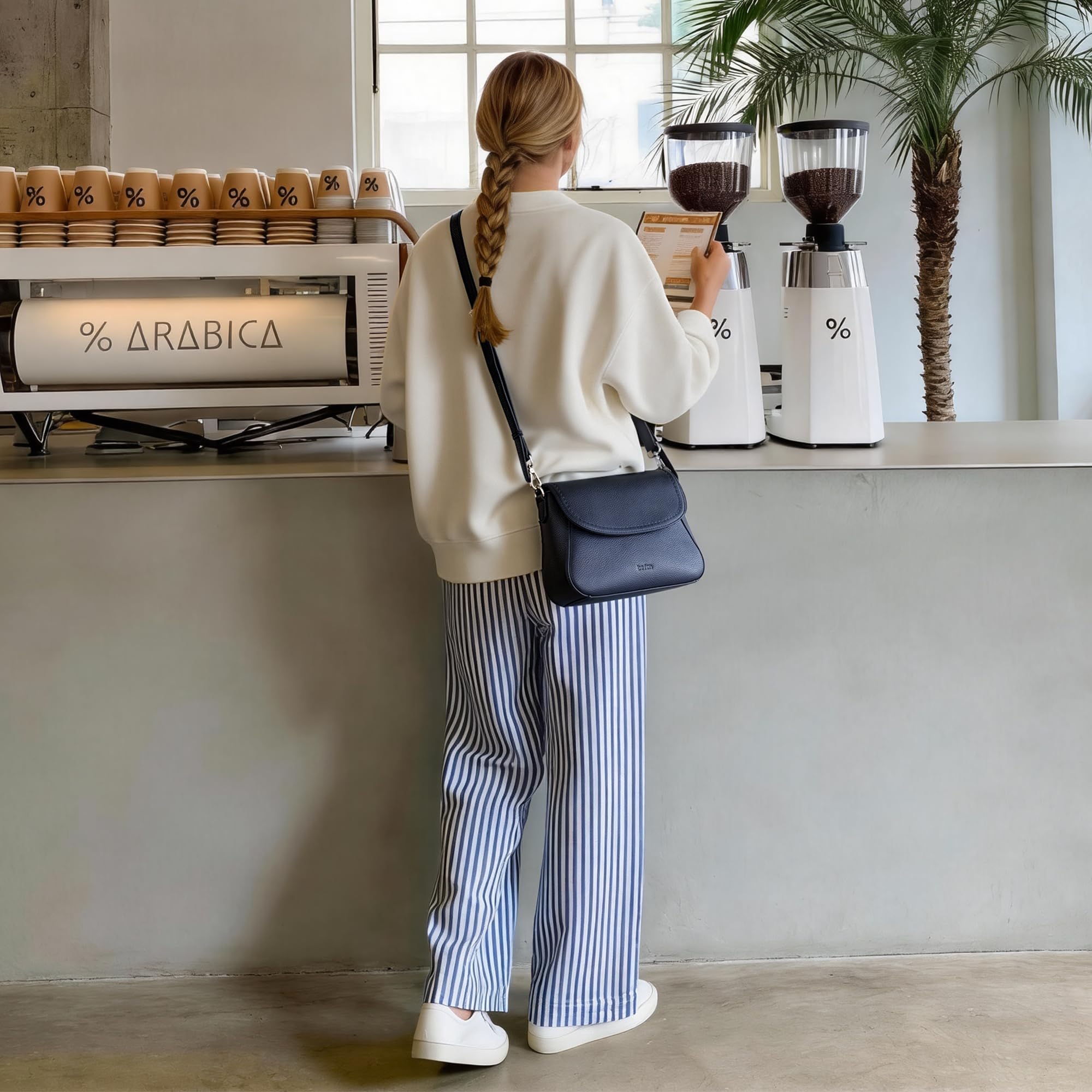 befen Echtleder Umhängetasche Damen Mittelgroß Handtasche RFID-Blockierung | Leder Crossbody Bag Klein Schultertaschen für Frauen Saddle Bag mit Verstellbar Schultergurt