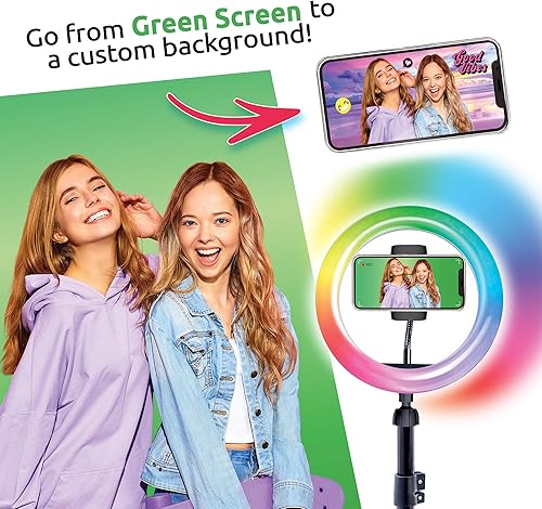 Miniatura 33 de Canal Toys Studio Creator 360 - Kit de creación de video, pantalla verde y trípode, rastreador de cara y movimiento, anillo de luz de 10 pulgadas