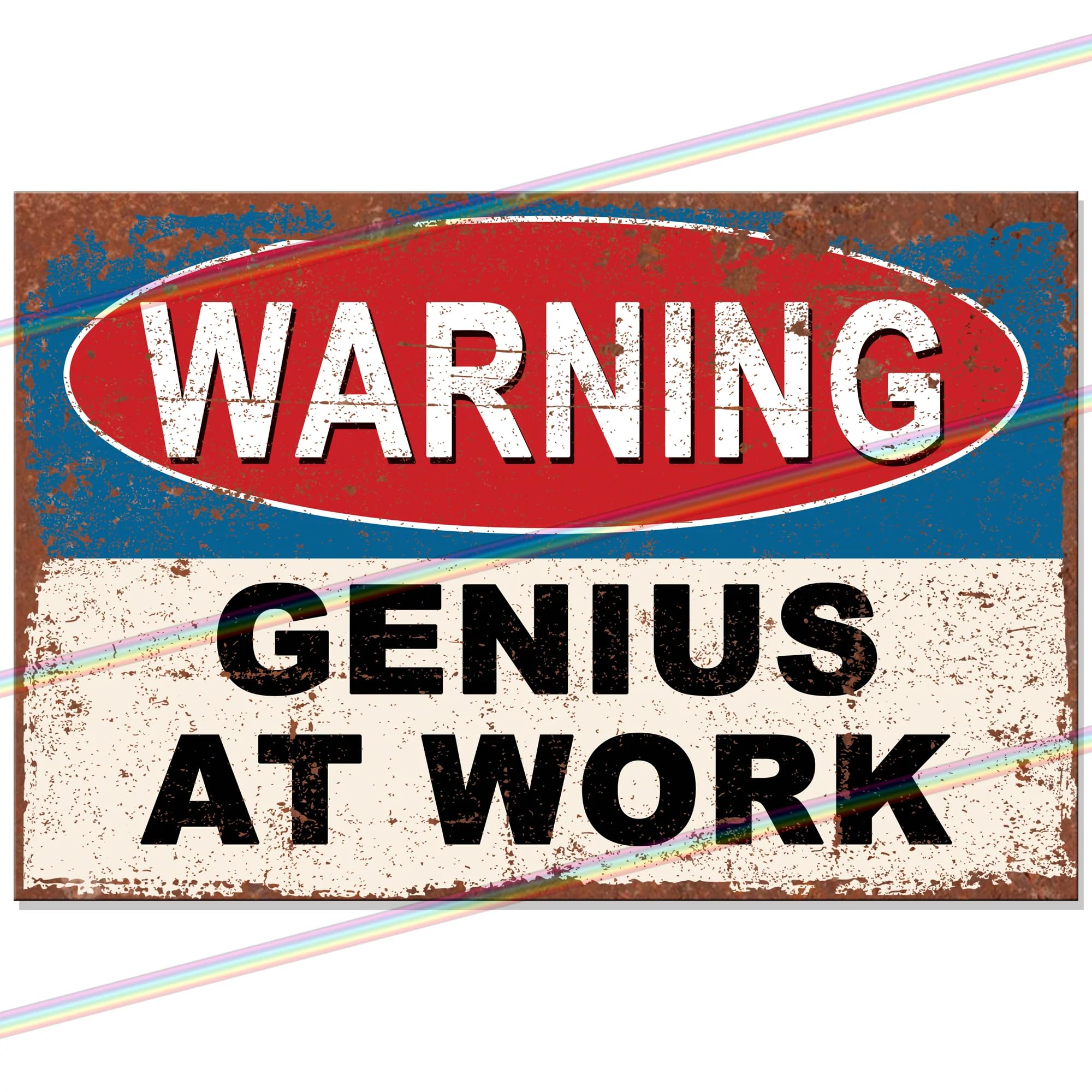 p&p homeware Warning Genius At Work Metal Bar Sign Bar Accessories for Home Pub or Outdoor Garden Bar Wall Plaque Man Cave Gift Metal Bar Signs Memorabilia bar sign 20cm x 15cm