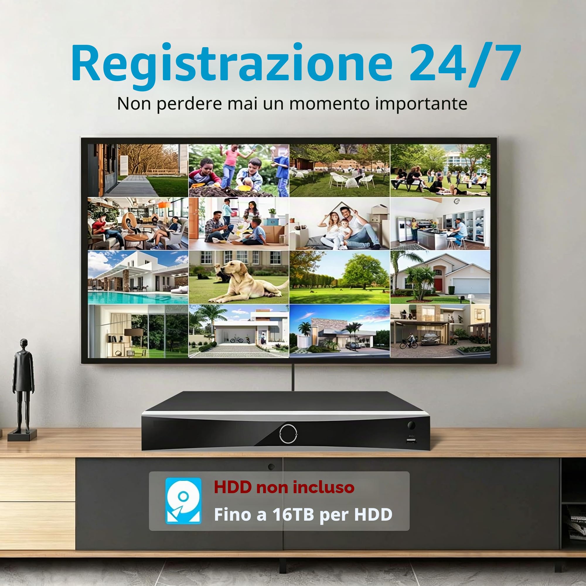 DS-7608NXI-K2/8P 8CH 4K 8 canali PoE AcuSense NVR Videoregistratore di rete Rilevamento di persone/veicoli Compatibile con telecamera IP HIK (Versione inglese internazionale senza HDD)