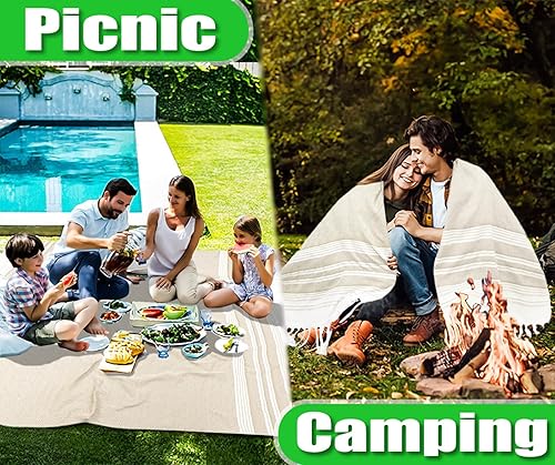 Miniatura 3 de Yongoes Toalla de playa turca de gran tamaño, manta de algodón gigante XL, toallas a prueba de arena, enorme lino XXL, extra grande, manta para