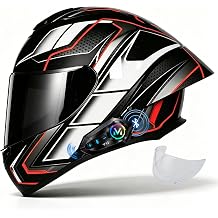 Full Face Motorcycle Helmet with Bluetooth, DOT Certified ABS