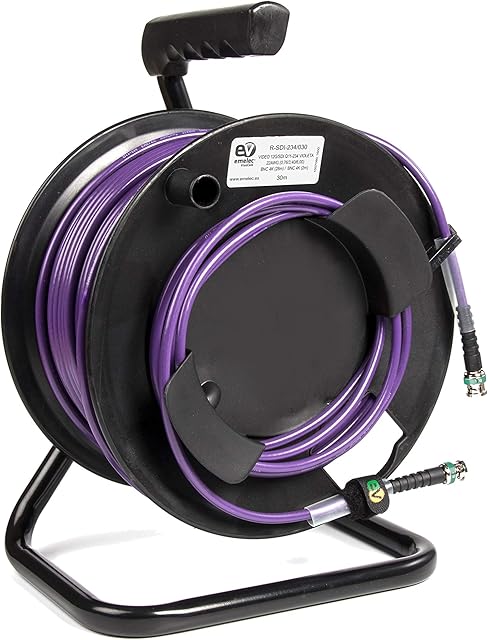 Emelec VíasCom Video Cable 4K-UHD 6G-SDI (0.76/3.40/6.00) Mounted on Cable Holder with BNC 4K-UHD - Multifile Conductor 50 Metres Purple