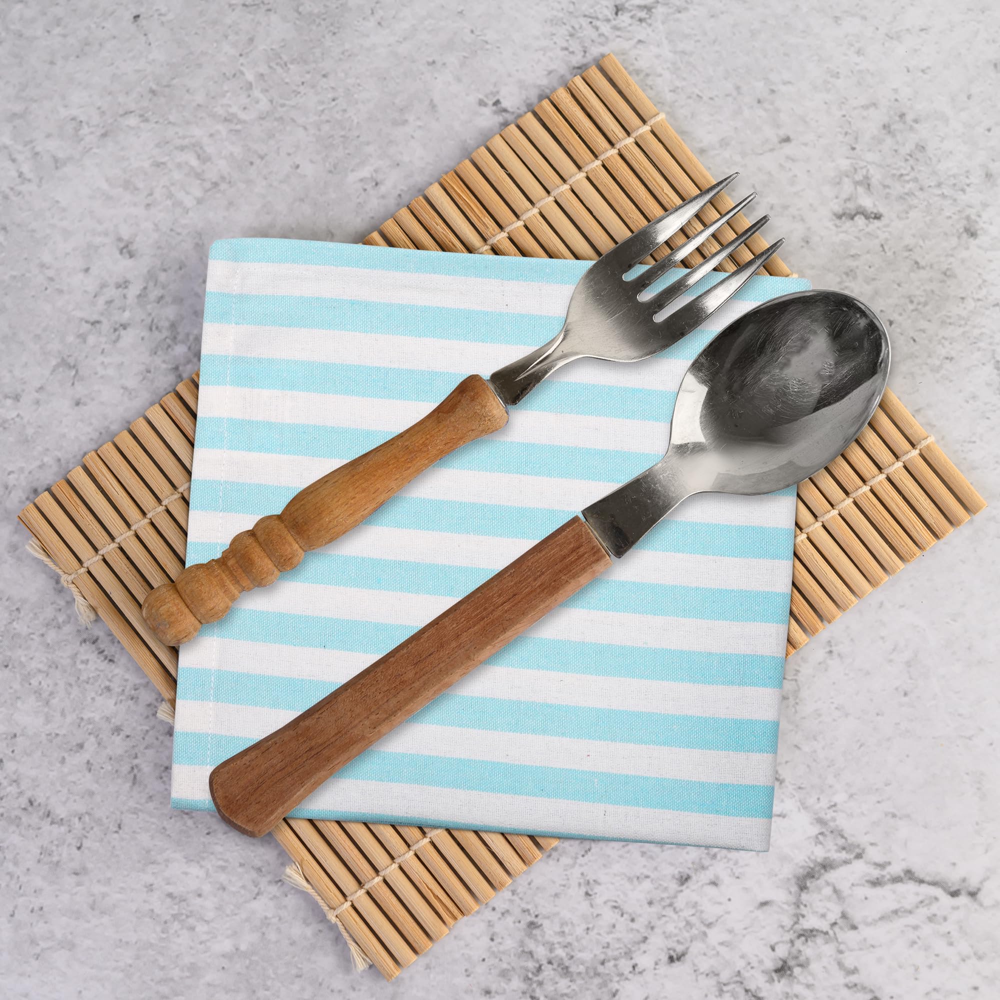 12er-Set Stoffservietten Mit Streifen-Design – 45,7x45,7 Cm, 100% Baumwolle, Waschbar & Wiederverwendbar
