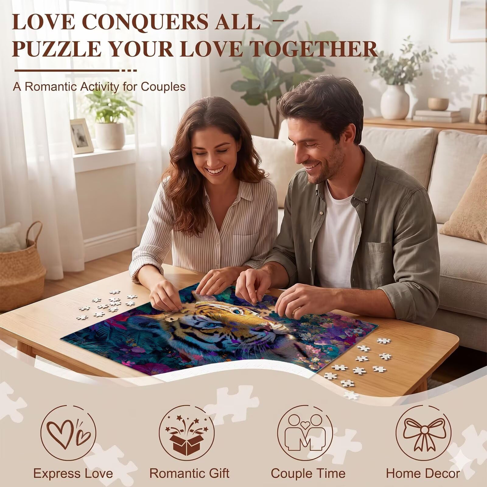 Puzzle 2000 Pezzi Classici, Puzzle tigre foresta-2 99 x 70 cm, Gioco Educativo e Antistress in Legno con Poster Incluso, Ttività DIY per Famiglia, Regalo per Appassionati, Decor Parete Casa, f0-620