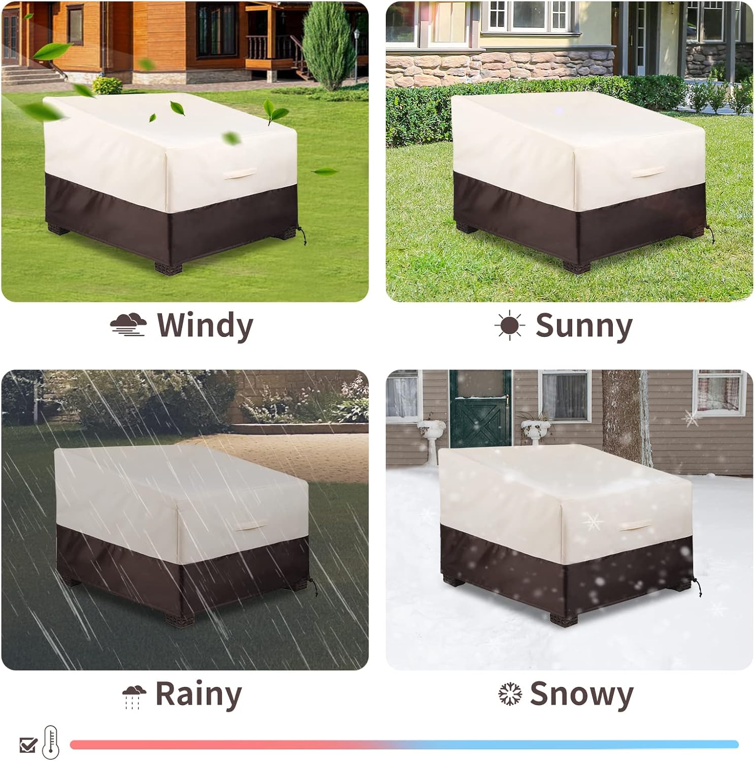 ALSTER Patio Chair Covers,Lounge Deep Seat Cover, Heavy Duty and Waterproof Outdoor Lawn Patio Furniture Covers (1 Pack - Large, Beige & Brown)