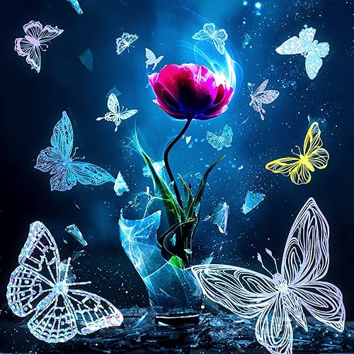 Miniatura 5 de Suclain Juego de 180 calcomanías holográficas de mariposa con purpurina, impermeables, decorativas, para plantas, flores, calcomanías adhesivas con