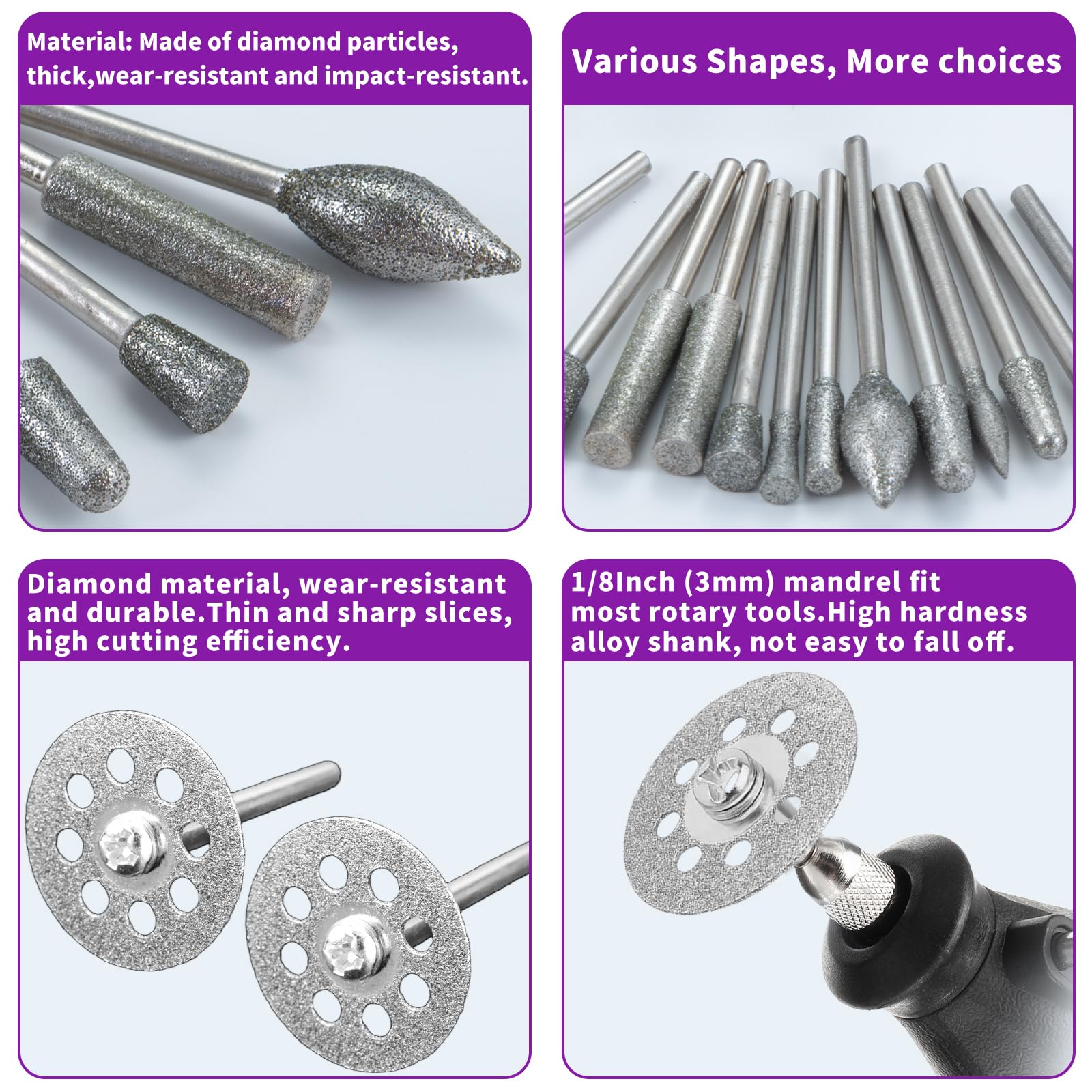 32Pcs Diamond Grinding Bit Set, Including 10 Diamond Cutting Wheel - Image 2