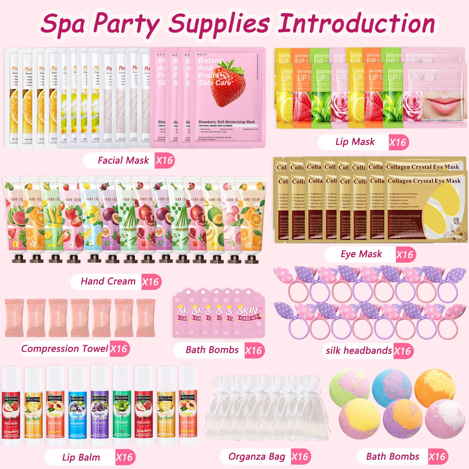 160-Piece Spa Party Supplies Gift Set for Girls and Women