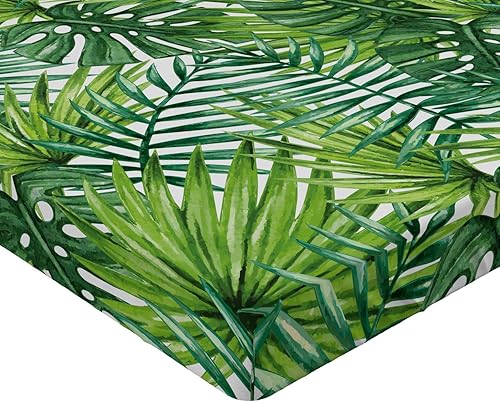 Miniatura 3 de Ambesonne Sábana bajera ajustable de hojas, diseño de hojas de palmera de bosque exótico tropical, diseño de acuarela, funda de cama con bolsillo