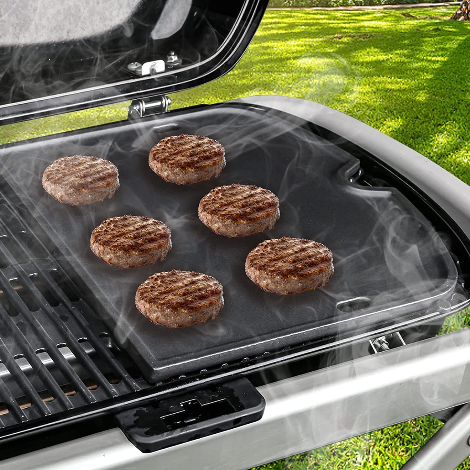 GFTIME Griglia in ghisa per Weber Traveler Griglia a gas portatile Weber Outdoor Grill Pan Piastra di cottura Parte di ricambio nera