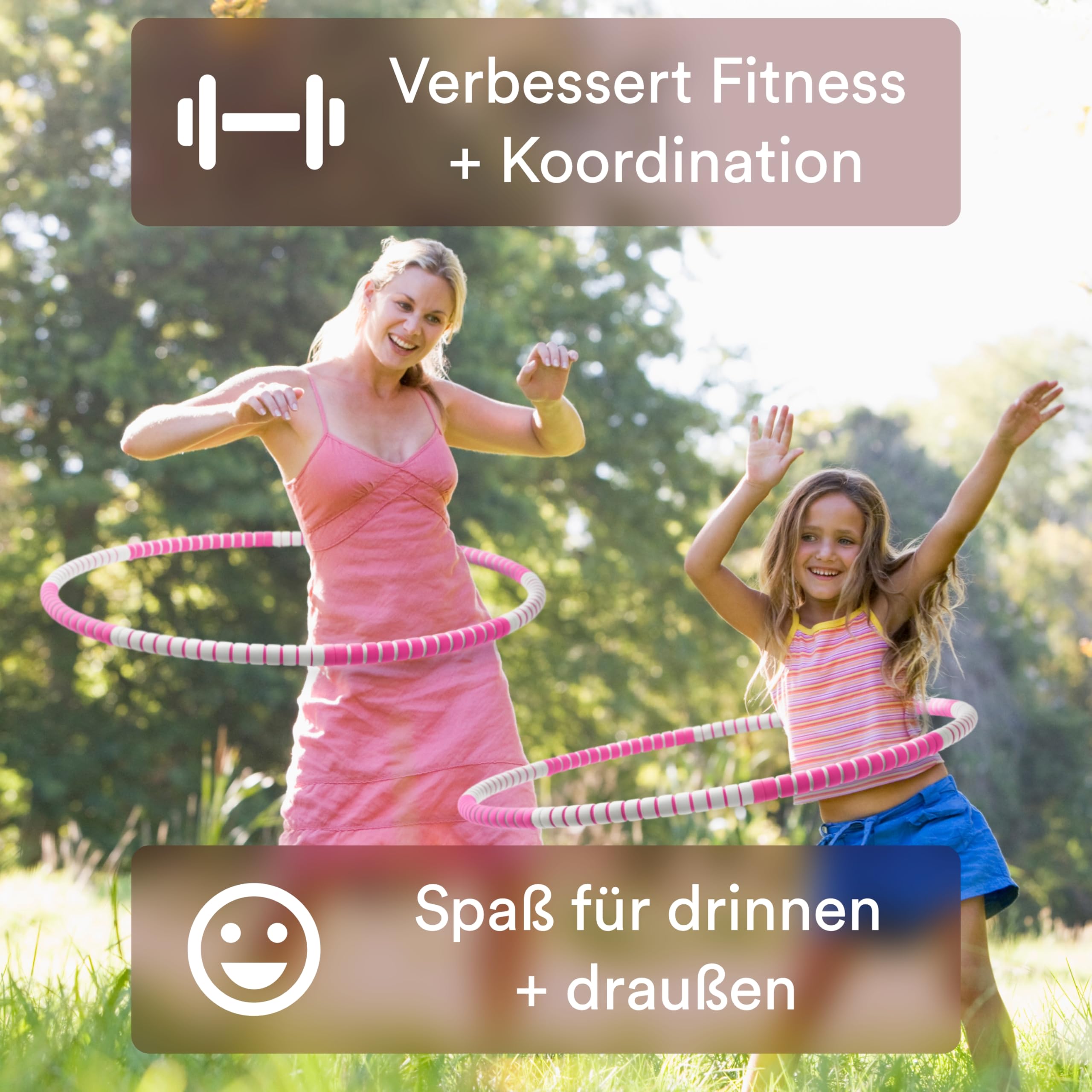 Hula Hoop Reifen Kinder ab 10 - Bruchfeste Edelstahlröhre mit weicher Schaumstoffpolsterung - Hochwertiger Hullahub Reifen für Kinder - 88cm Teenager Mädchen