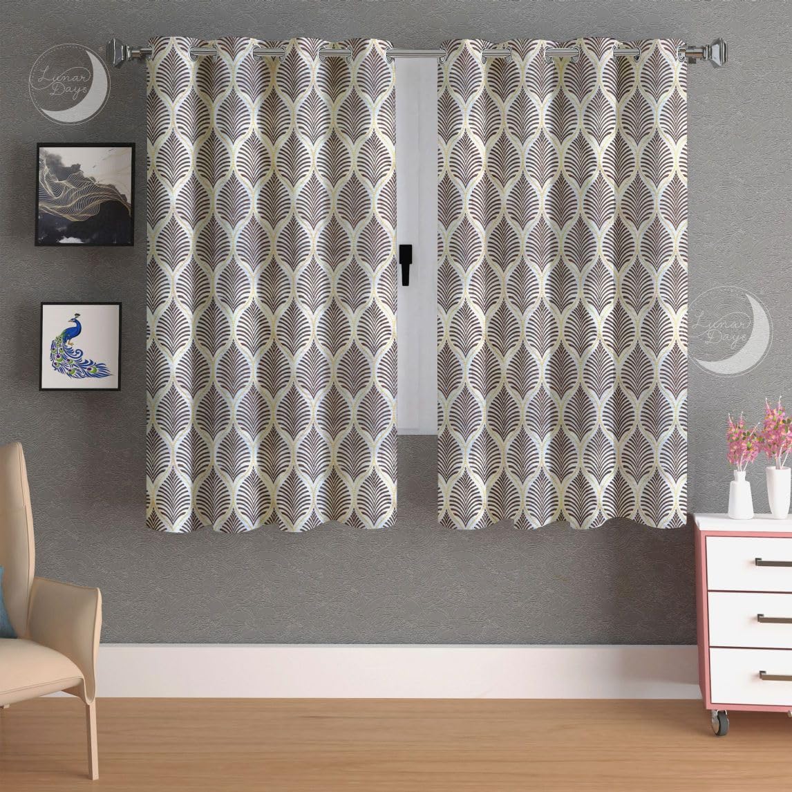 Lunar Days Crescent Eyelet Polyester Room Darkening Door Curtain - Motif Print - Color Blue - 7 ft (Pack of 2) (B0CG5VWCSW) Amazon Price History, Amazon Price Tracker
