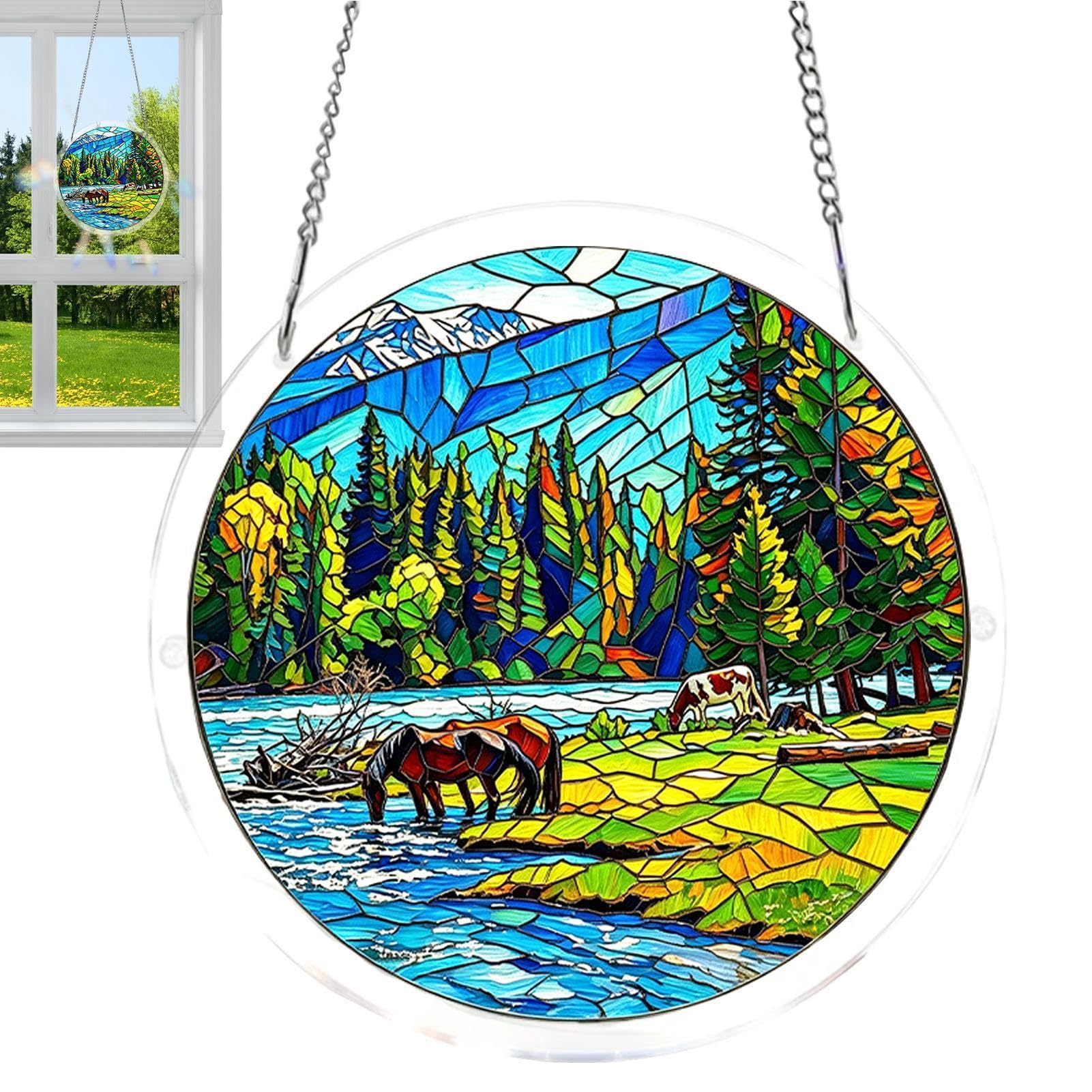 Puzzle acrylique animal effet vitrail 2D 19 cm pour décoration de fenêtre